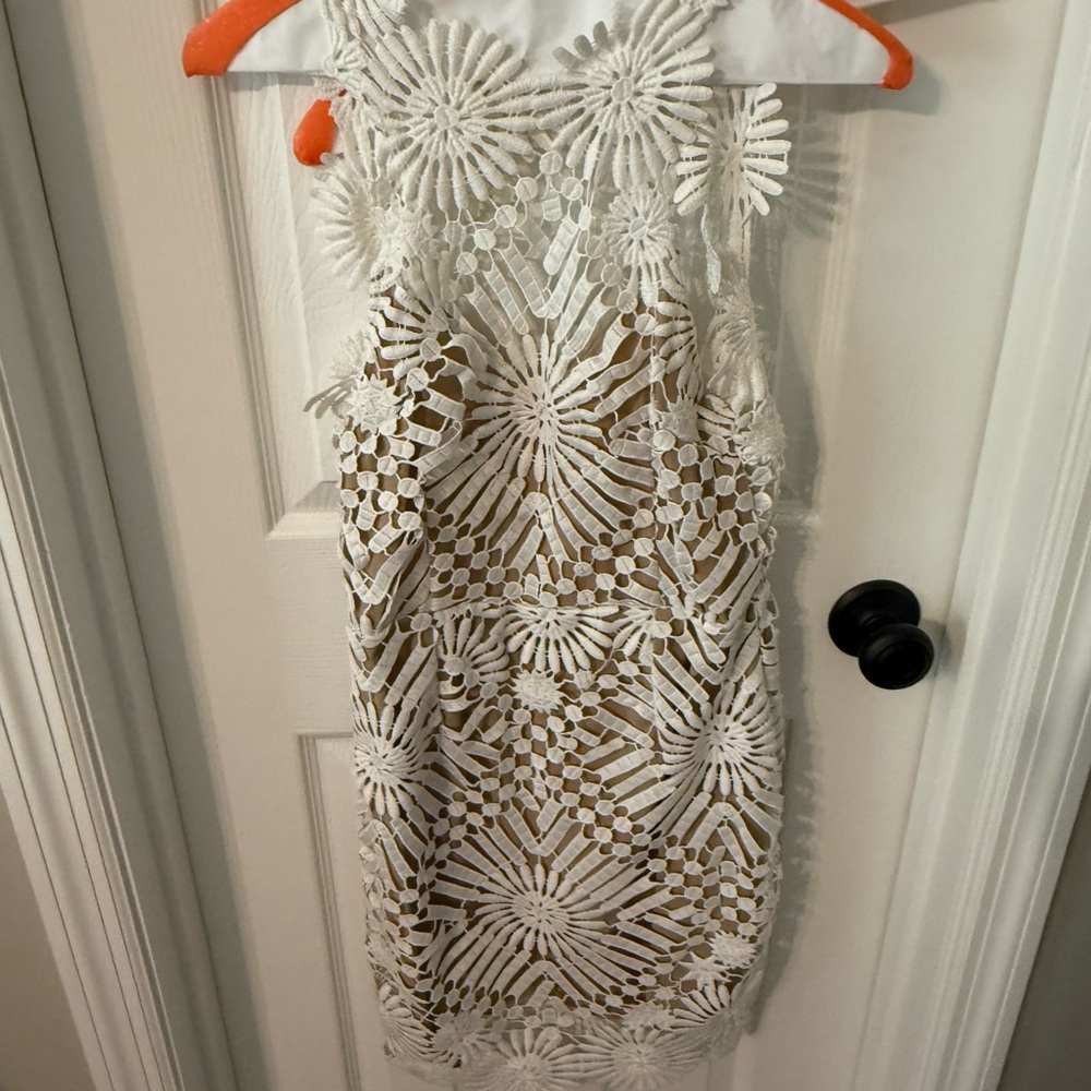 SAYLOR White Floral Lace Mini Dress